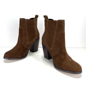 Sole Society Women Brown Ankle Boot Size 9.5 Suede Block Heel Chelsea Bootie New